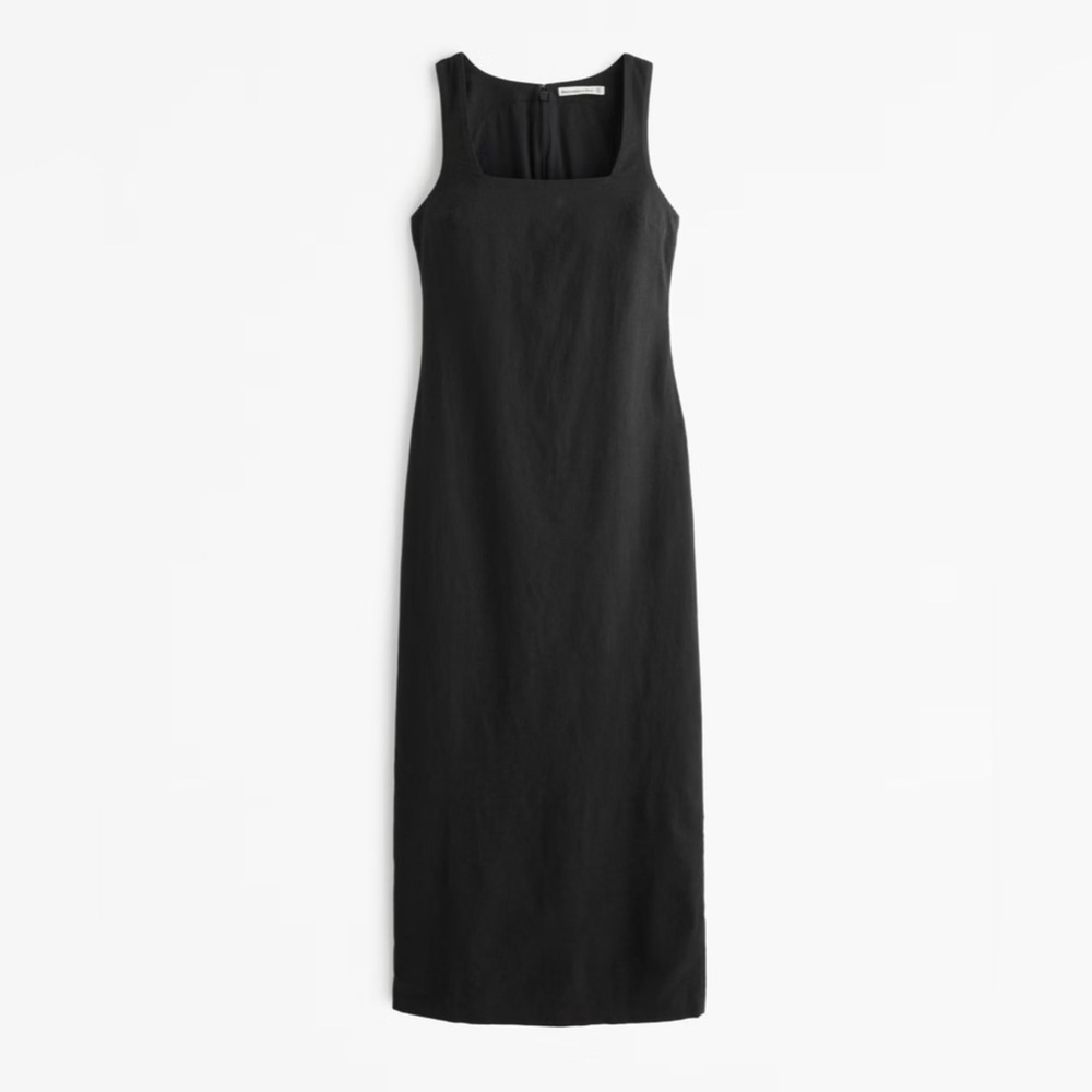 Square Neck Linen Maxi Dress